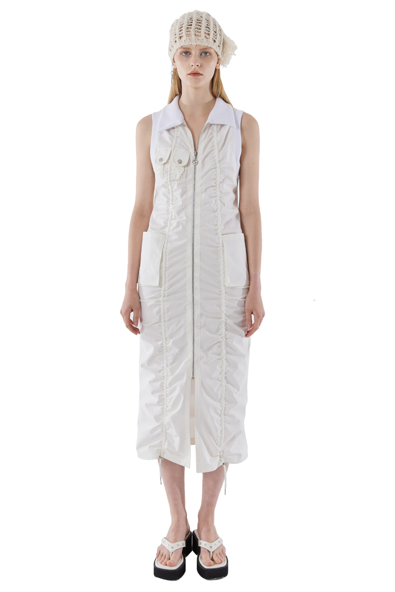 SHIRRING COLLAR DRESS / WHITE, 세릭